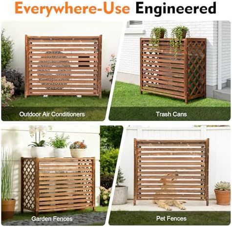 Xuthusman Air Conditioner Fence Screen, AC Covers Solid Wood Planter Rustic Wooden Outdoor Planting Frame for Outside to Hide Air Conditioner & for Outdoor Privacy - Image 5
