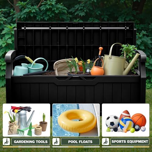 Flamaker 80 Gallon Storage Bench, Deck Box with Seat Waterproof All-Weather - Image 5