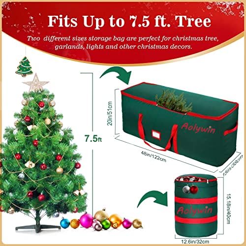 2Pcs Christmas Tree Storage Bag Set,Heavy Duty Tree Bag Fit Up to 7.5 ft Artificial Disassembled Trees with Durable Handles,Waterproof Tear-proof Xmas Tree and Ornaments Storage Bag - Image 2