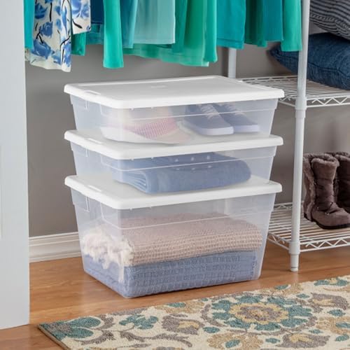 Sterilite 30-Pack Storage Box, Stackable Clear Plastic Bins with Snap-On Lids, 28 Quart - Image 6