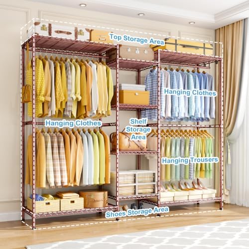 Ulif E4 Plus Heavy Duty Clothes Rack, Bronze Metal Closet Storage System - Image 4