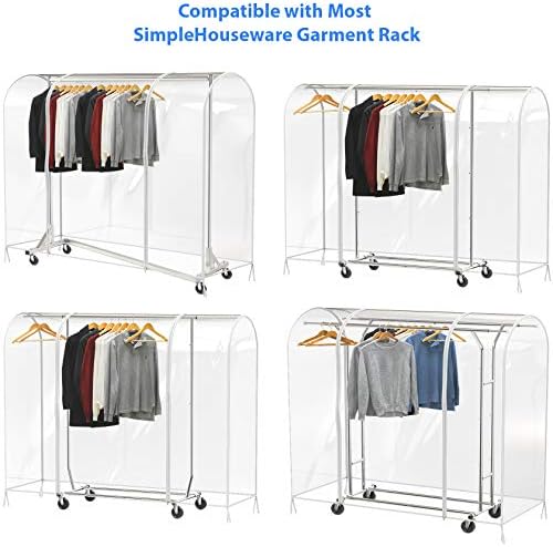 Simple Houseware Heavy Duty Clothing Garment Rack + Clear Garment Rack Cover (72''L x 54''H) - Image 6