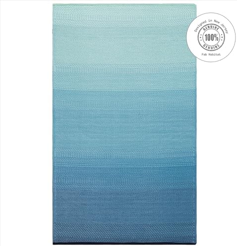 Fab Habitat Outdoor Rug - Waterproof, Fade Resistant, Crease-Free - Premium Recycled Plastic - Ombre - Large Patio, Deck, Sunroom, Camping, RV - Big Sur - Teal - 6 x 9 ft - Image 3
