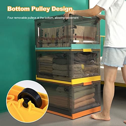 Ergocar Foldable Super Large Plastic Storage Box with Lid, Modern Style, Stackable Organiser, Wardrobe Storage, Grocery Storage, for Bedroom, Wardrobe, Office, Garage - Image 4