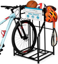 BIRDROCK HOME Bike Rack Garage Storage Floor Stand - Freestanding Organizer for Outdoor Yard - Upright Wall Mount for Scooters, Rakes, Motorcycles, Hoverboards, Gloves - Holds 2 Bicycle - Black by BIRDROCKHOME