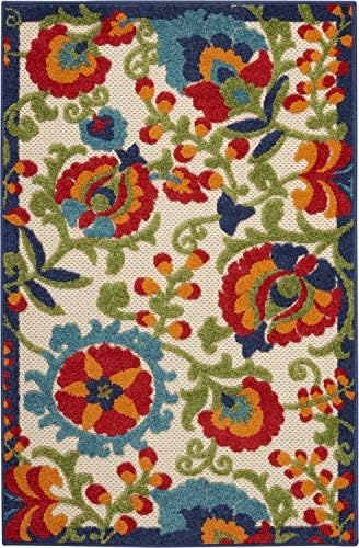 Nourison Home Aloha Multicolor 2'8" x 4' Area Rug - Easy Clean, Non Shedding, Bed Room, Living Room, Dining Room, Kitchen (3' x 4') - Image 3
