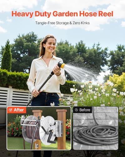 VEVOR Wall Mounted Garden Hose Reel Holds 150 ft 5/8-inch Water Hose Winder - Image 5