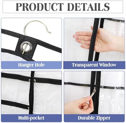 FoldTier 8 Pcs Clear Dance Costume Garment Bags for Dancers, 40 Inch, Black - Image 3