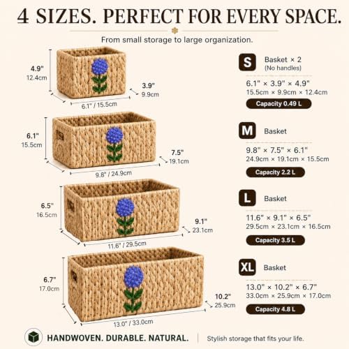 Water Hyacinth Woven Decorative Baskets - Pantry Organizers and Storage - Image 4