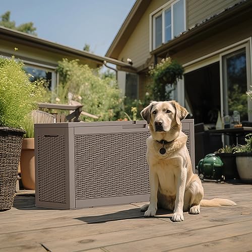 Vixzen 120 Gallon Deck Boxes Outdoor Waterproof, Resin Lockable Storage Box for Patio Cushions Storage Furniture, Garden Tools, Pool Supplies, Weatherproof and UV Resistant (Grey, 120 Gallon) - Image 5