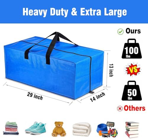SGPAC Moving Bags Heavy Duty Extra Large with Backpack Straps,Extra Thick Storage Totes with Reinforced Handles for Space Saving,Moving Supplies & Moving Essentials,Alternative to Moving Box,8 Packs - Image 3