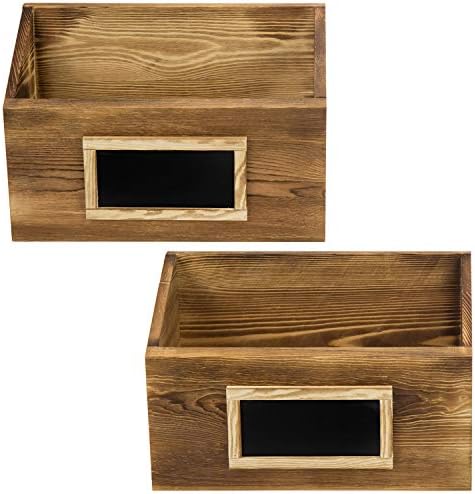 MyGift Rustic Burnt Wood Wall Mounted Mail File Magazine Holder Set of 2 - Image 5
