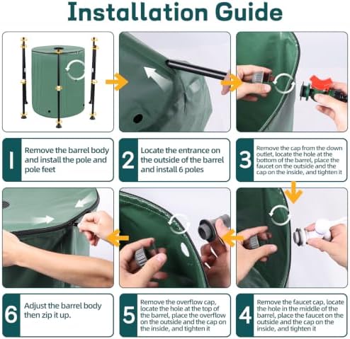 Collapsible Rain Barrel 53 Gallon with Mesh Filter & Spigot - Image 6