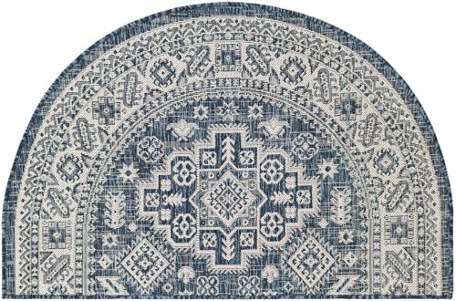 Rugs.com Outdoor Aztec Collection Rug – 2x4 Hearth Blue Flatweave-Pile Rug Perfect for Living Rooms, Large Dining Rooms, Open Floorplans - Image 3