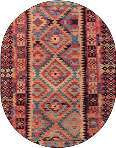 Unique Loom Outdoor Tribal Collection Area Rug - Tortuguero (7' 10" x 10' Oval Multi/Blue) - Image 3