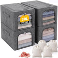 Lewtemi 30L 4 Pack Clothing Storage Bags with Cedar Sachets, Large Sweater Organizer, Breathable Fabric Containers for Clothes, Bedding & Blankets, Closet & Under Bed Storage (Gray,Classic) by Lewtemi