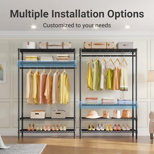 VIPEK V1 Plus 4-Tier Clothes Rack with Shelves, Adjustable, Black - Image 4