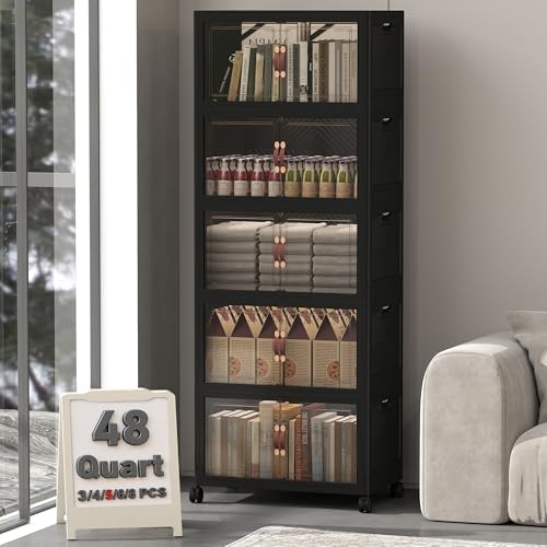 UAMFURI 240QT Lockable Plastic Storage Bins, 5 Pack Collapsible Cabinets by UAMFURIDirect