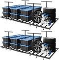 FLEXIMOUNTS 4x8 Overhead Garage Storage Rack with 6 Hooks, 2 Pack, Black by FLEXIMOUNTS