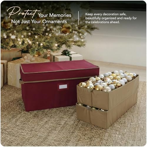 Covermates Adjustable Ornament Storage Box, 25.5" W x 13" D x 12.5" H, Red - Image 2