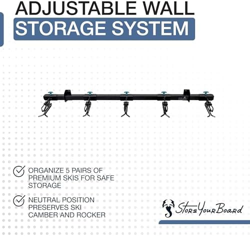 StoreYourBoard Ski Wall Mount Rack, Holds 5 Pairs of Skis, Supports 300 lbs - Image 3