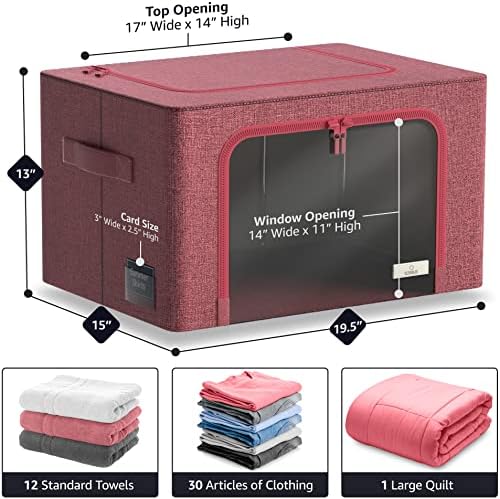 Sorbus Clothing Storage Bins with Clear Window, Metal Frame (4 Pack, Pink) - Image 3