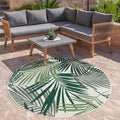 Paco Home Indoor & Outdoor Rug Flat-Weave Jungle Floral Palm Trees Design Green, Size: 6' Round by PacoHome