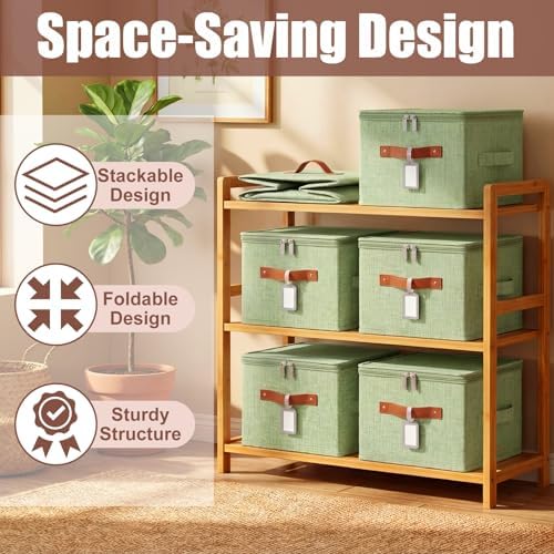 6 Pack Fabric Closet Storage Bins with Lids, 10×8×7 in, Green - Image 5
