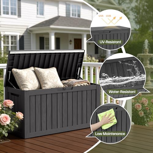 Outdoor Deck Storage Box, 90 Gallon Deck Box,Lockable Patio Storage Bench - Image 3