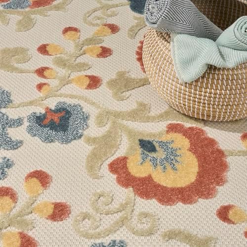 Nourison Home Aloha Grey Multicolor 5'3" x 7'5" Area Rug - Easy Clean, Non Shedding, Bed Room, Living Room, Dining Room, Kitchen (5' x 8') - Image 6