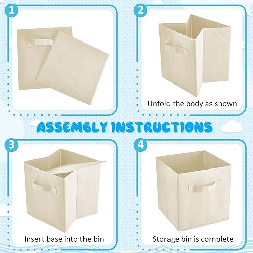 Yinder 12 Pcs Cube Storage Bin, Beige 10.5''x10.5''x11'' Storage Bins - Image 6