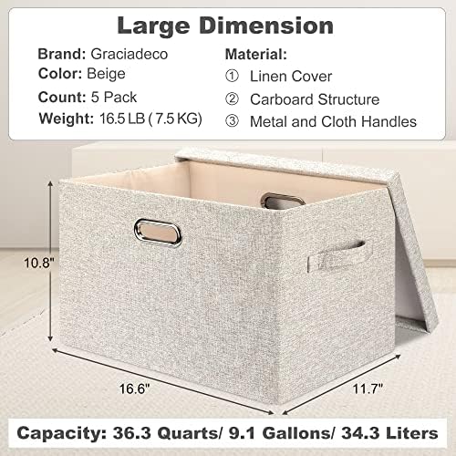 Storage Bins with Lids Fabric Closet Organizers Cubes Office Organization - Image 2