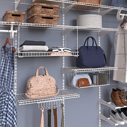 ClosetMaid ShelfTrack Wire Closet Organizer System Adjustable from 7 to 10 Ft, with Shelves, Clothes & Wire Hanging Shelf Basket for Storage, Organization in Closet or Pantry - Image 7