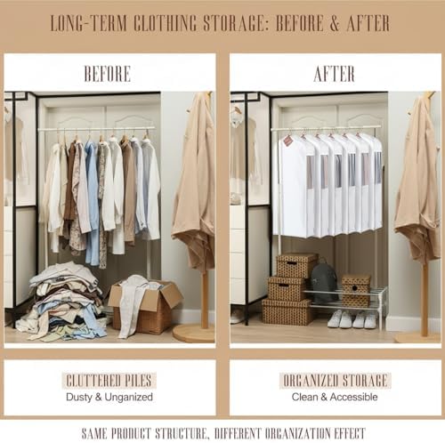 Briwooody Cotton Garment Bags, 2 Sets,Moth Protection,40 x 24 x 6 in, White - Image 4