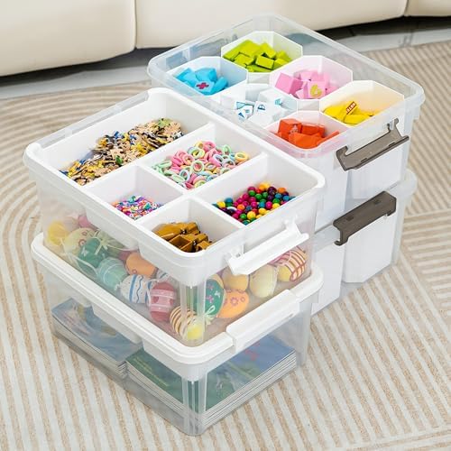 Citylife 17QT 4-Pack Storage bins with Lid 6 Marker inserts Buildable Lid - Image 3
