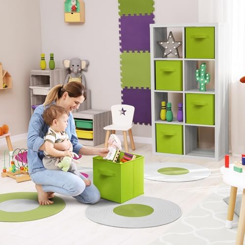 Sorbus Fabric Storage Cubes, 8 Pack, with Handles (13 Inch, Green) - Image 3