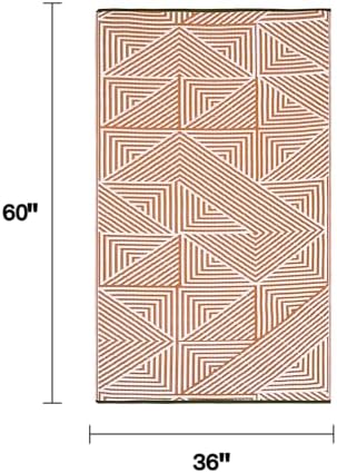 Fab Habitat Outdoor Rug - Waterproof, Fade Resistant, Crease-Free - Premium Recycled Plastic - Modern Geometric - Porch, Deck, Balcony, Mudroom, Laundry Room, Patio - Tokyo - Burnt Orange - 3 x 5 ft - Image 2