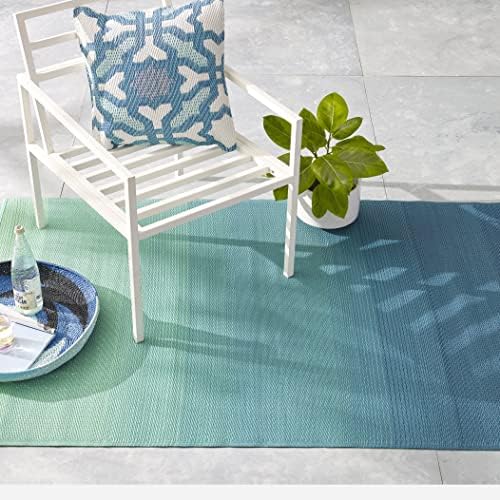 Fab Habitat Outdoor Rug - Waterproof, Fade Resistant, Crease-Free - Premium Recycled Plastic - Ombre - Patio, Porch, Deck, Balcony - Big Sur - Teal - 5 x 8 ft by FabHabitat