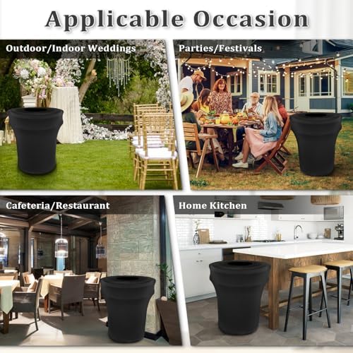 BSTKEY 55 Gallon Stretch Spandex Trash Can Cover, 2 Pack Outdoor Fitted Waste Container Cover Round Garbage Can Covers for Wedding Party Commercial Fundraiser Decor, Without Trash Can (Black) - Image 5