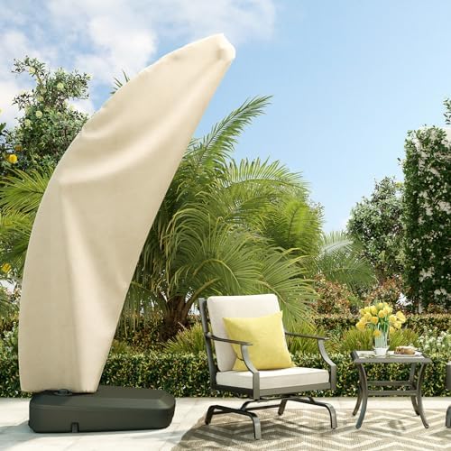 Grand Patio Deluxe Patio Umbrella Cover for 10×13 FT Offset Umbrella with Curved Cantilever and Straight Pole, Waterproof Cantilever Umbrella Cover with Zipper, Weather-resistant, Beige - Image 5