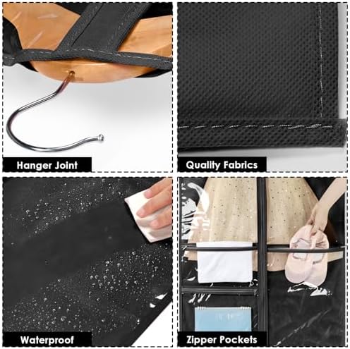 Univivi 40 Inch Dance Costume Garment Bags for Dancers, Black, 8 Pack - Image 3
