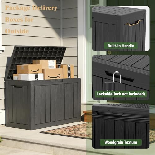 Outdoor Deck Storage Box, 50 Gallon Deck Box,Lockable Patio Storage Bench - Image 4