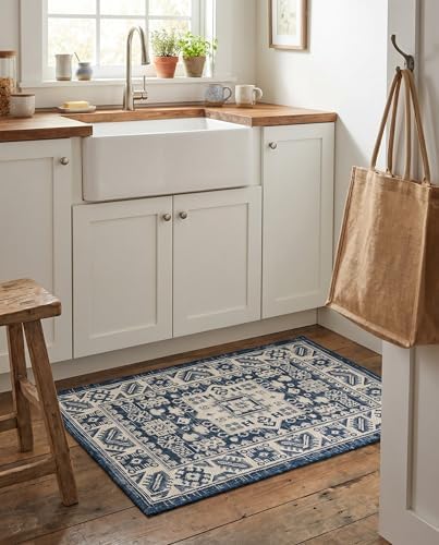 Rugs.com - Outdoor Aztec Rug – 2' x 3' 1 Blue Indoor/Outdoor Rug – Weather-Resistant Flatweave for Patio, Porch, and Entryway - Image 7