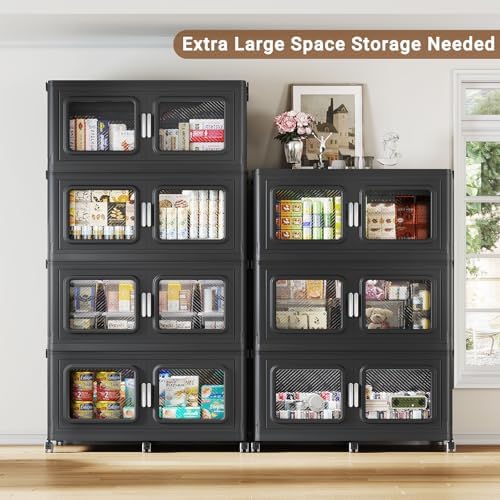 BROVIEW 900 Qt Extra Large Stackable Storage Bin with Lids, 3 Pack Black - Image 3