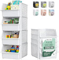 Skywin Stackable Storage Bins Open Front for Pantry Storage, 4 Pack - White by Skywin