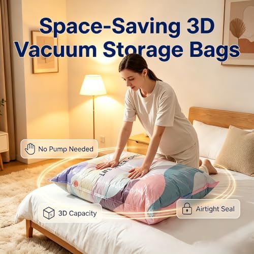 No-Pump Vacuum Storage Bags ，for Clothes, Comforters, Blankets (5 PCS) - Image 3