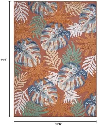 Luul Home Floral Indoor Outdoor Rugs 10x14 Large Area Rug for Living Room, Patio Decor, Kitchen, and Entryway Rug, Washable Stain Resistant Outside Carpet Orange 10 x 14 - Image 2
