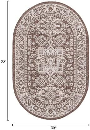 Rugs.com - Outdoor Aztec Rug – 3' 1 x 5' 3 Oval Brown Indoor/Outdoor Rug – Weather Resistant Flatweave, Perfect for Patios, Decks, and Porches - Image 2