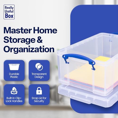 Really Useful Box Stackable 9 Liter Plastic Storage Container, 3 Pack - Image 2