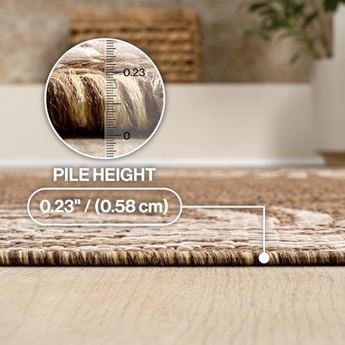 JONATHAN Y Tuscan Sun Polypropylene Indoor Outdoor Area Rug, Brown and Cream Isla Coastal Cottage Palm Frond Border Design, 2'11" x 4'11", Durable Low-Pile for Patio or Entryway TSN207H-3 - Image 6